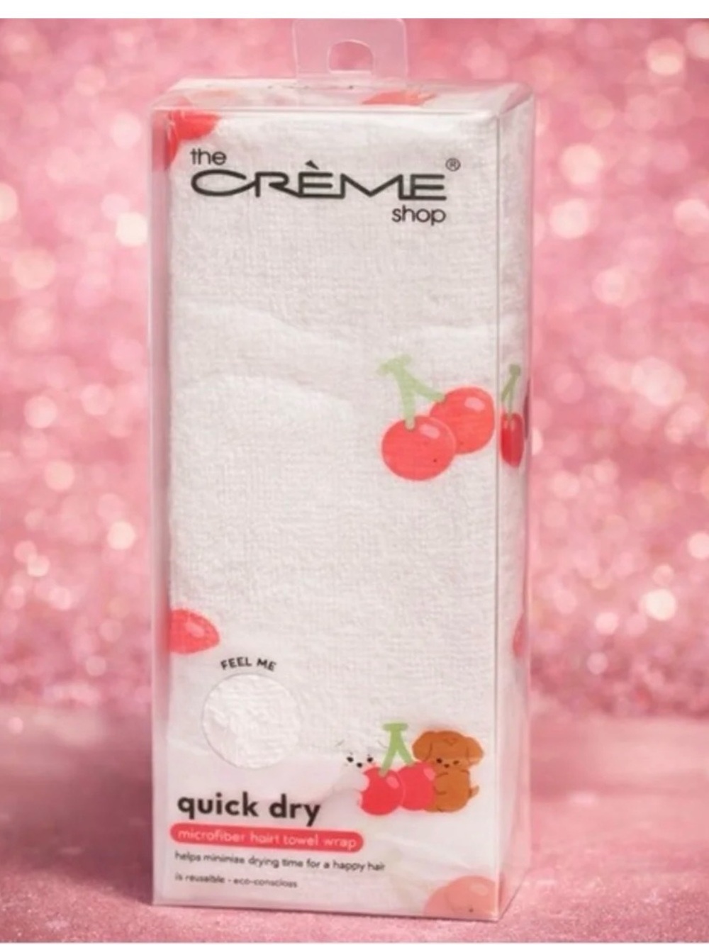The Crème Shop Quick Dry Microfiber Hair Towel Wrap Cherry Print Women